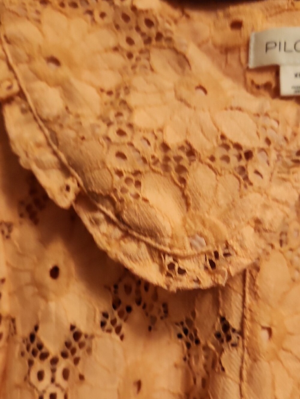 Pilcro Peach Eyelet Peter Pan Collar Keira Blouse - Picture 3 of 11